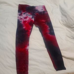Sweet leggings, small, red and black tie dye